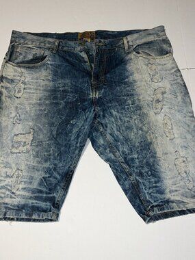 Grindhouse men's long length denim jean shorts distressed look streetwear 42